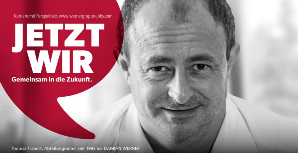 Banner with text: Jetzt wir, gemeinsam in die Zukunft.