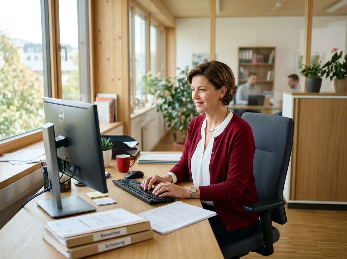 Professionelle Personalsachbearbeiterin am Schreibtisch